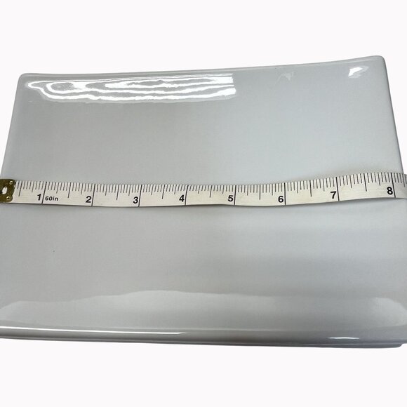 Set Of 4 Pier 1 White Porcelain Sushi Plates 8"x5.5" Heavy Rectangular - Picture 2 of 6